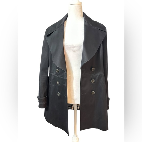 Burberry London Authenticated Black Cotton Blend Womens Pea Coat Size 8 - Picture 4 of 16